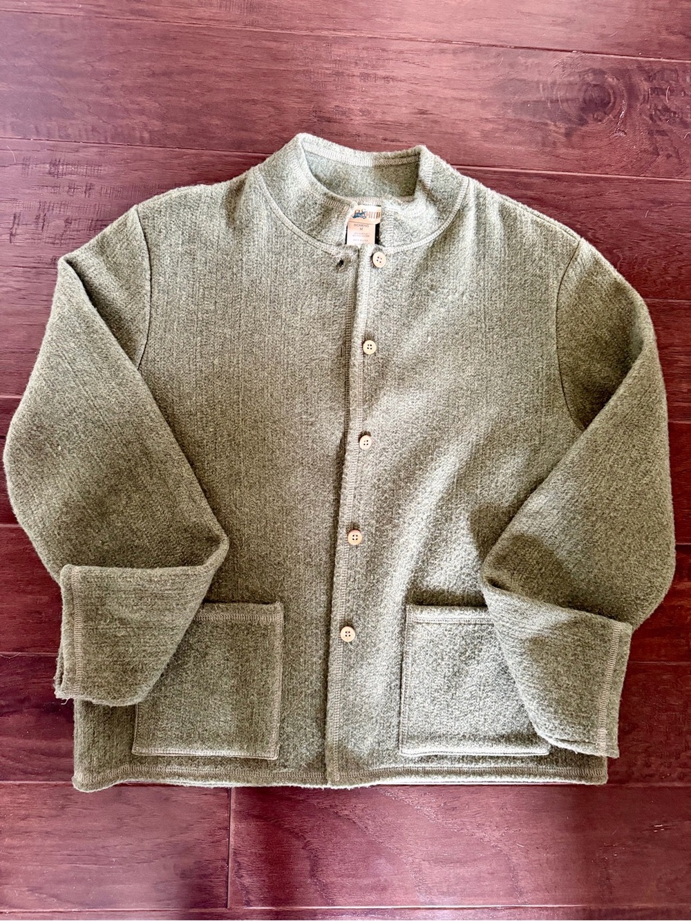 TravelSmith Olive Green Wool-Blend Button Cardigan Jacket